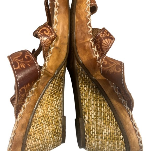 L' Artiste Spring Step Lynnie Sandals 37 US Size 7 Floral Leather Wedge - Picture 5 of 8